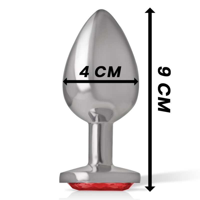 PLUG ANAL EN MÉTAL ALUMINIUM AVEC CRISTAL ROUGE TAILLE L