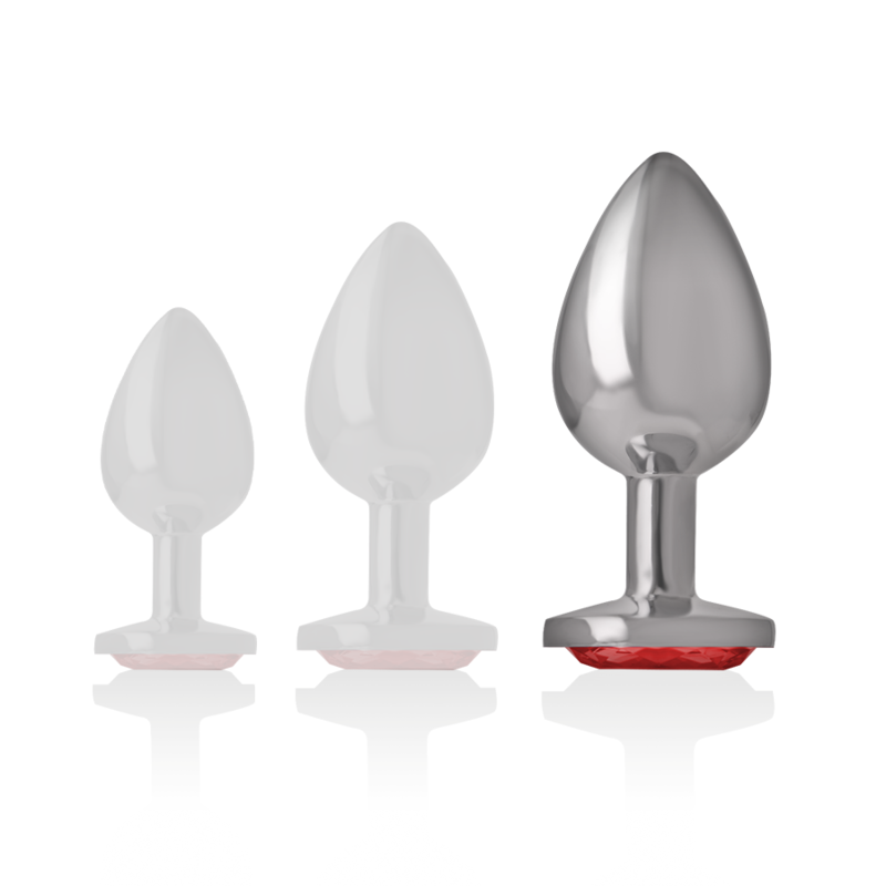 PLUG ANAL EN MÉTAL ALUMINIUM AVEC CRISTAL ROUGE TAILLE L