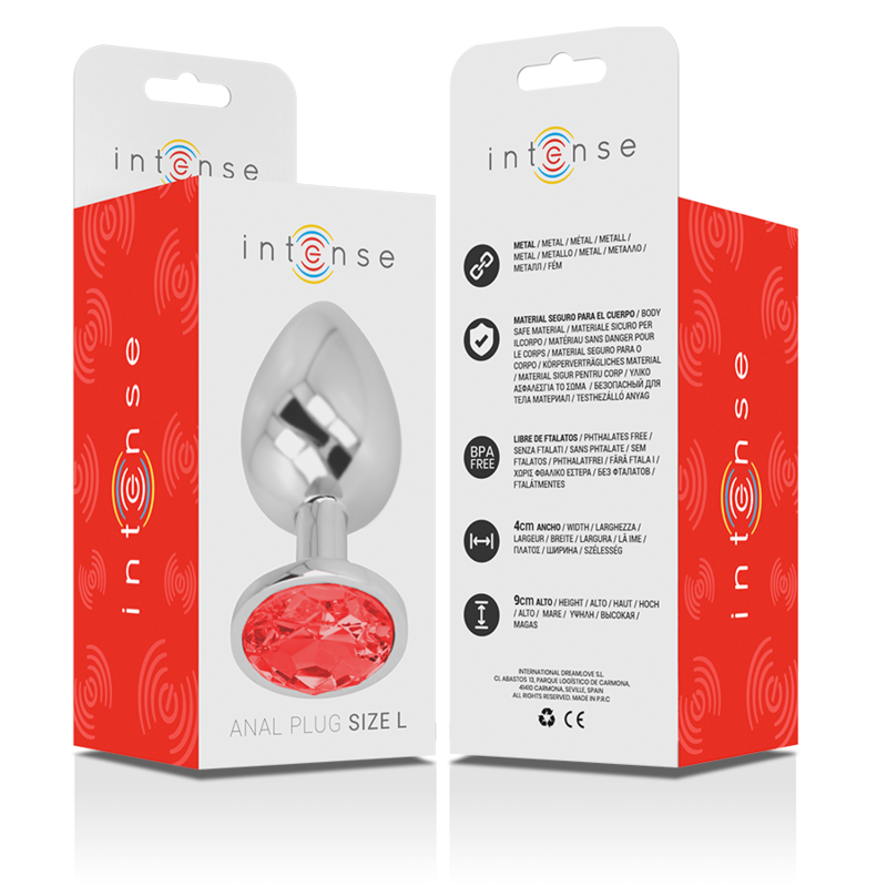 PLUG ANAL EN MÉTAL ALUMINIUM AVEC CRISTAL ROUGE TAILLE L