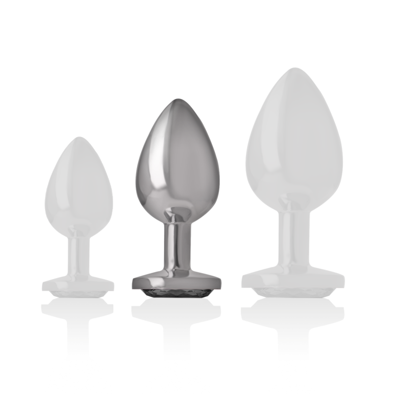 PLUG ANAL EN MÉTAL ALUMINIUM AVEC VERRE NOIR TAILLE M