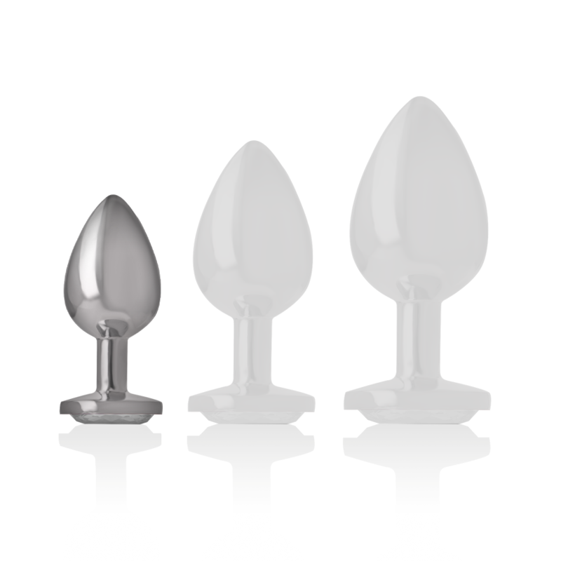 PLUG ANAL EN MÉTAL ALUMINIUM AVEC CRISTAL DARGENT TAILLE S