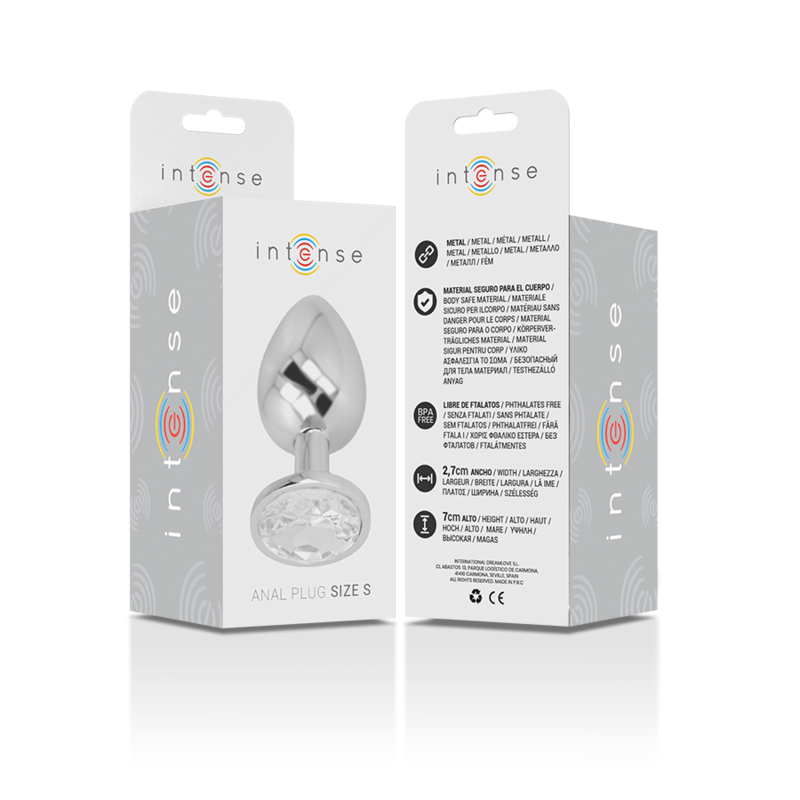 PLUG ANAL EN MÉTAL ALUMINIUM AVEC CRISTAL DARGENT TAILLE S