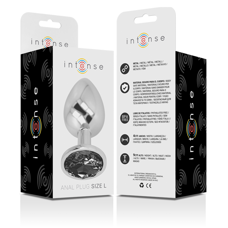 PLUG ANAL EN MÉTAL ALUMINIUM AVEC VERRE NOIR TAILLE L