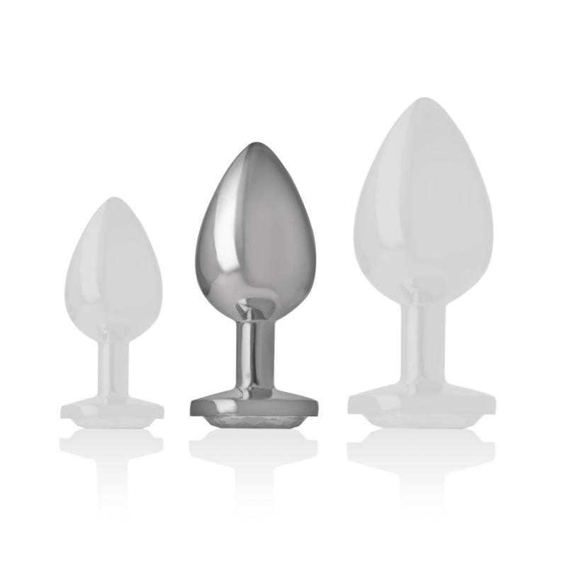 PLUG ANAL EN MÉTAL ALUMINIUM AVEC CRISTAL DARGENT TAILLE M