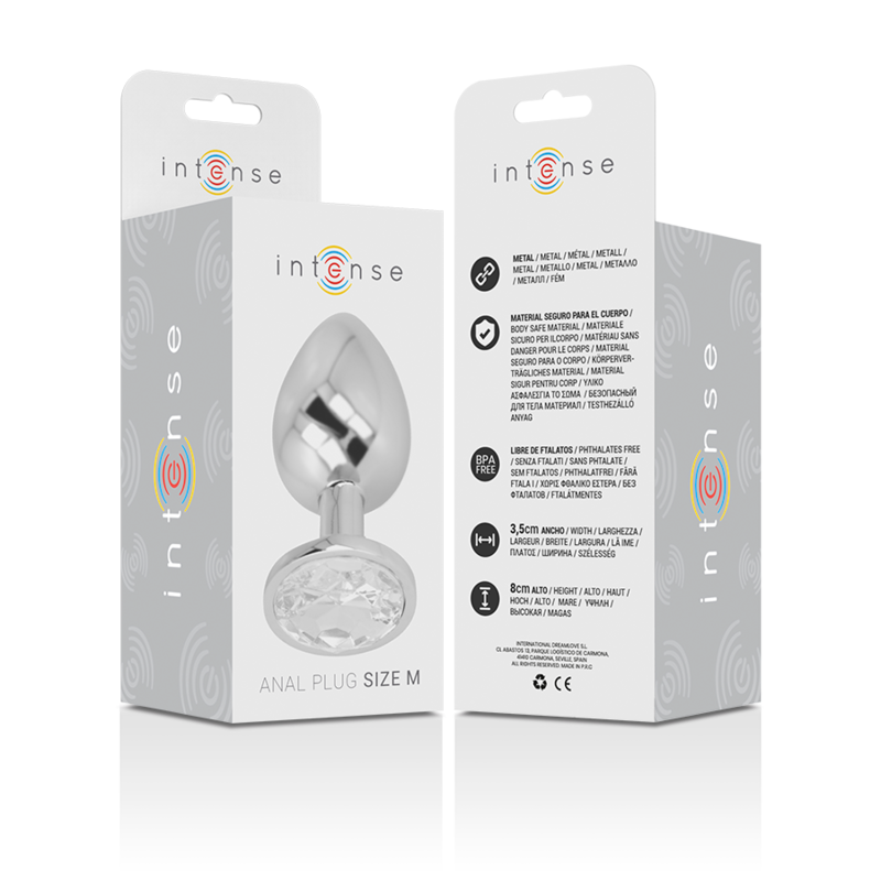 PLUG ANAL EN MÉTAL ALUMINIUM AVEC CRISTAL DARGENT TAILLE M