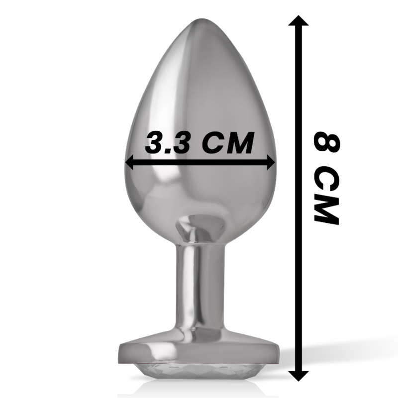 PLUG ANAL EN MÉTAL ALUMINIUM AVEC CRISTAL DARGENT TAILLE M