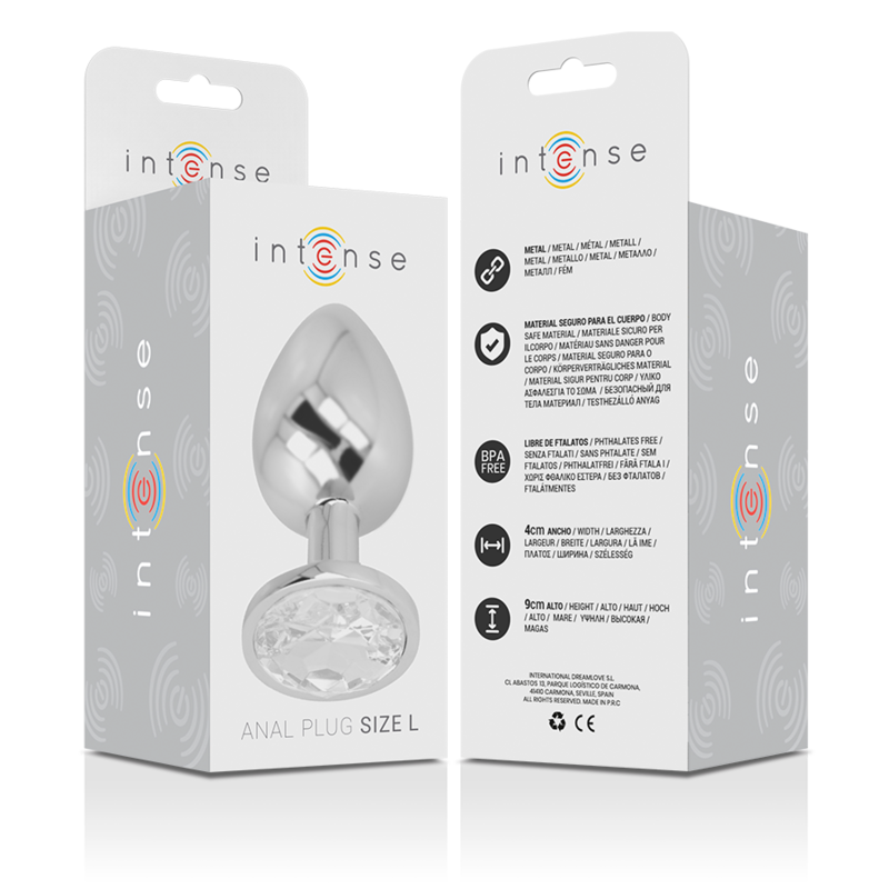 PLUG ANAL EN MÉTAL ALUMINIUM AVEC CRISTAL DARGENT TAILLE L