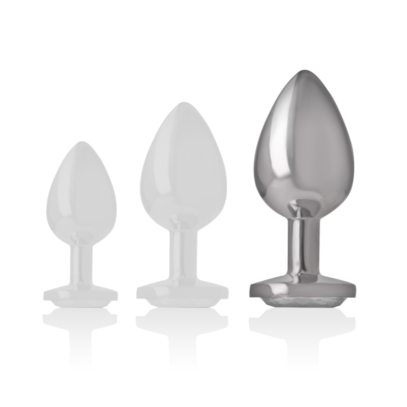 PLUG ANAL EN MÉTAL ALUMINIUM AVEC CRISTAL DARGENT TAILLE L