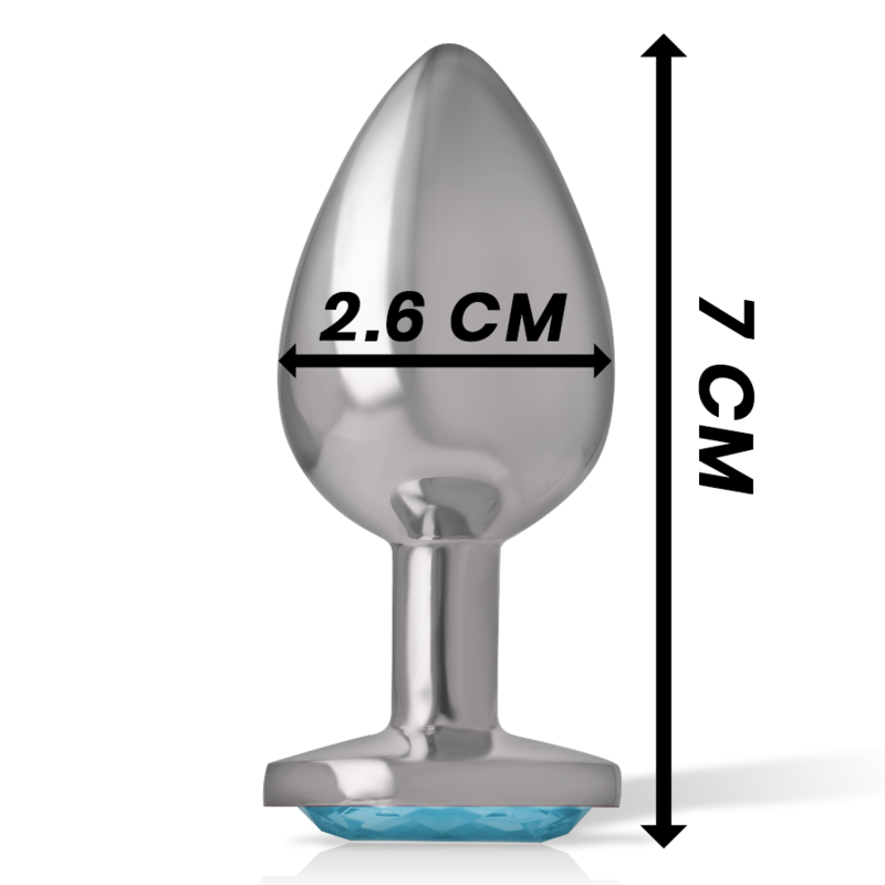 PLUG ANAL EN MÉTAL ALUMINIUM AVEC CRISTAL BLEU TAILLE S