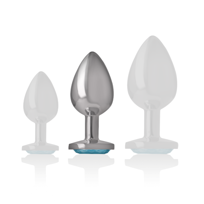 PLUG ANAL EN MÉTAL ALUMINIUM AVEC VERRE BLEU TAILLE M