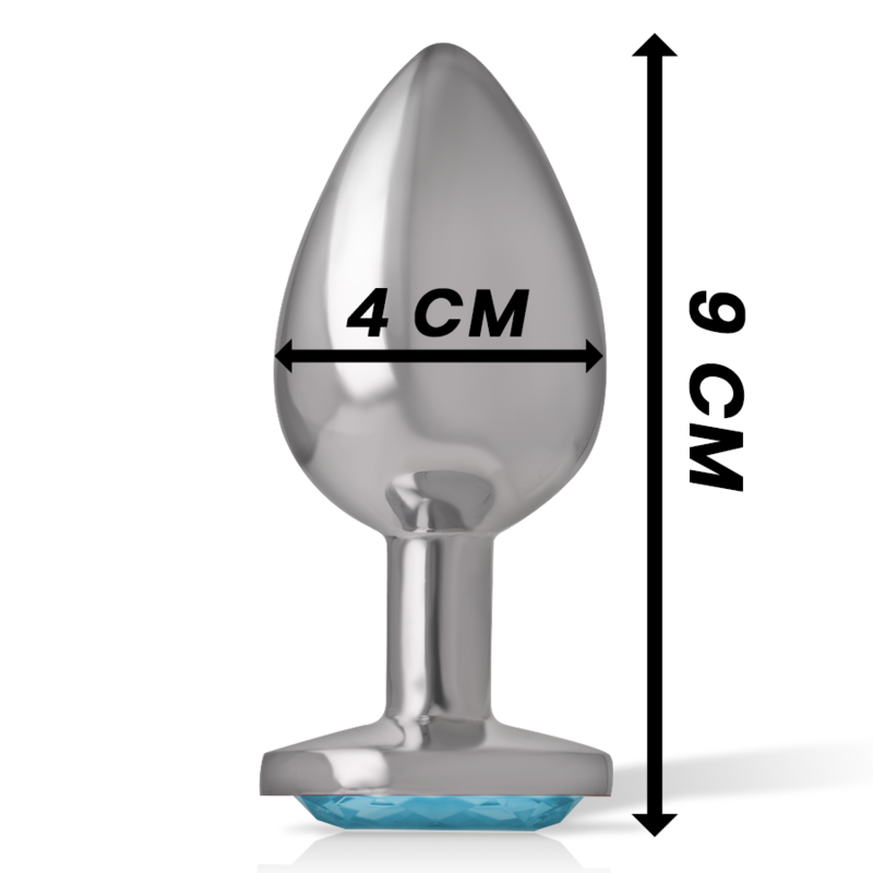 PLUG ANAL EN MÉTAL ALUMINIUM AVEC CRISTAL BLEU TAILLE L