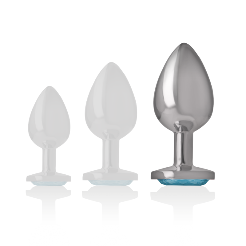 PLUG ANAL EN MÉTAL ALUMINIUM AVEC CRISTAL BLEU TAILLE L