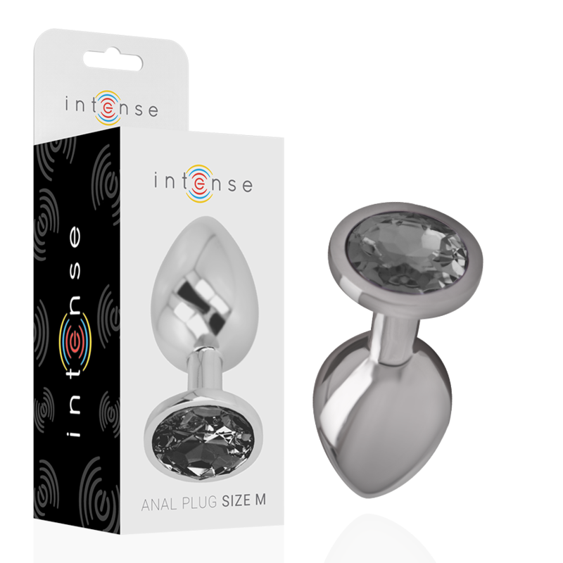 PLUG ANAL EN MÉTAL ALUMINIUM AVEC VERRE NOIR TAILLE M