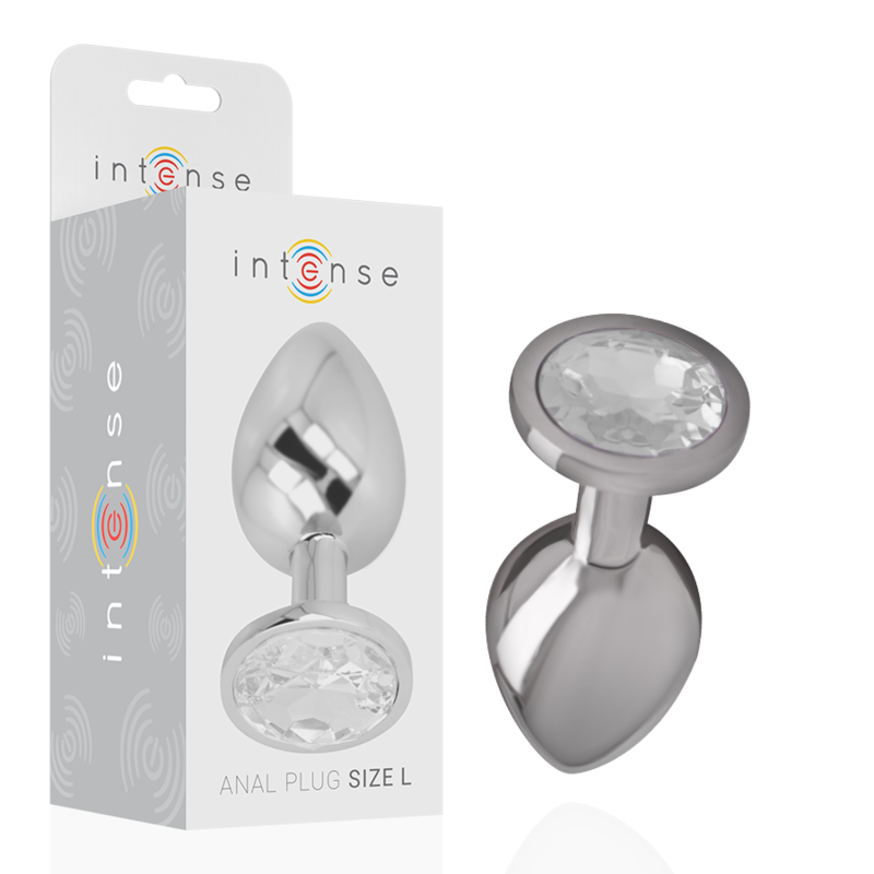 PLUG ANAL EN MÉTAL ALUMINIUM AVEC CRISTAL DARGENT TAILLE L