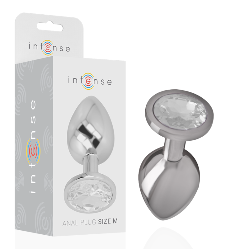 PLUG ANAL EN MÉTAL ALUMINIUM AVEC CRISTAL DARGENT TAILLE M