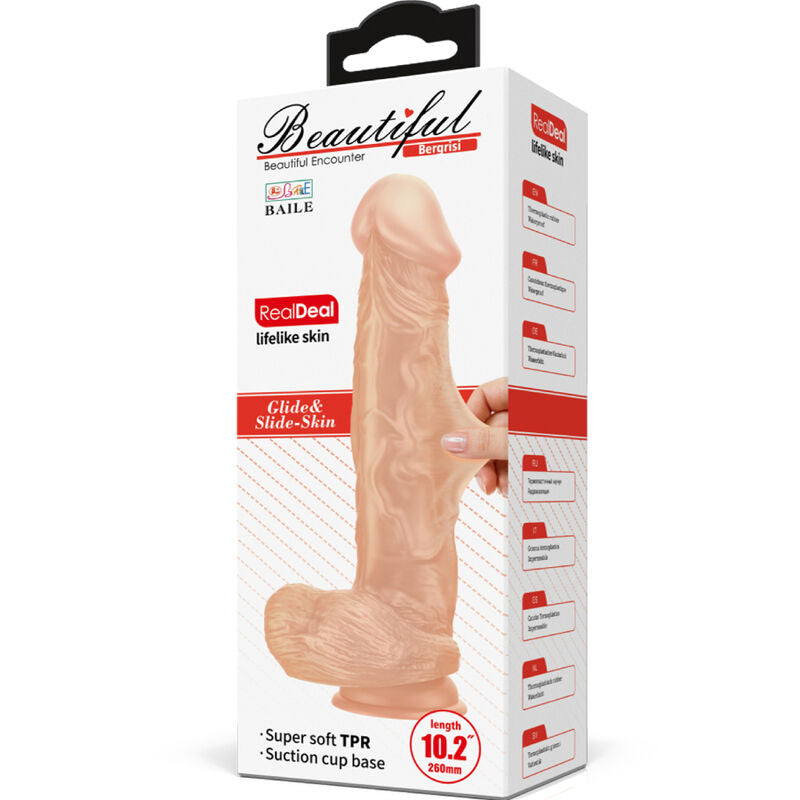 GODE RÉALISTE FLEXIBLE 26 CM NATUREL