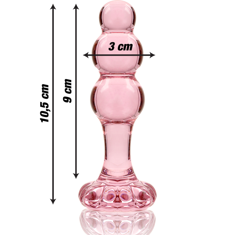 NEBULA SERIES BY IBIZA - MODÈLE 1 PLUG ANAL VERRE BOROSILICATE ROSE 10.5 CM -O- 3 CM
