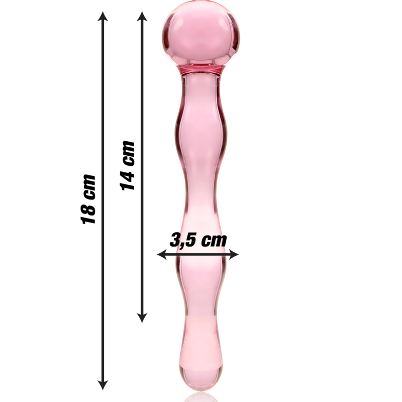 NEBULA SERIES BY IBIZA - MODÈLE 13 GODE EN VERRE BOROSILICATE ROSE 18 CM -O- 3.5 CM