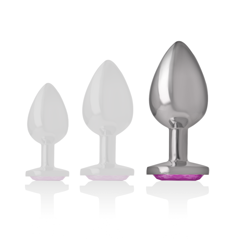 PLUG ANAL EN MÉTAL ALUMINIUM AVEC CRISTAL ROSE TAILLE L