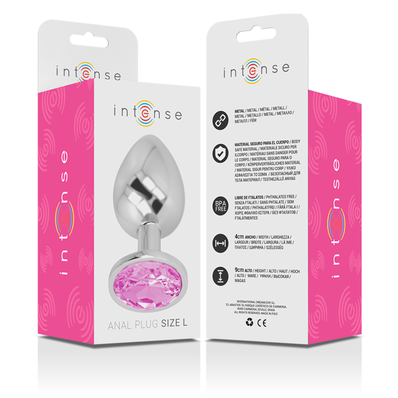 PLUG ANAL EN MÉTAL ALUMINIUM AVEC CRISTAL ROSE TAILLE L