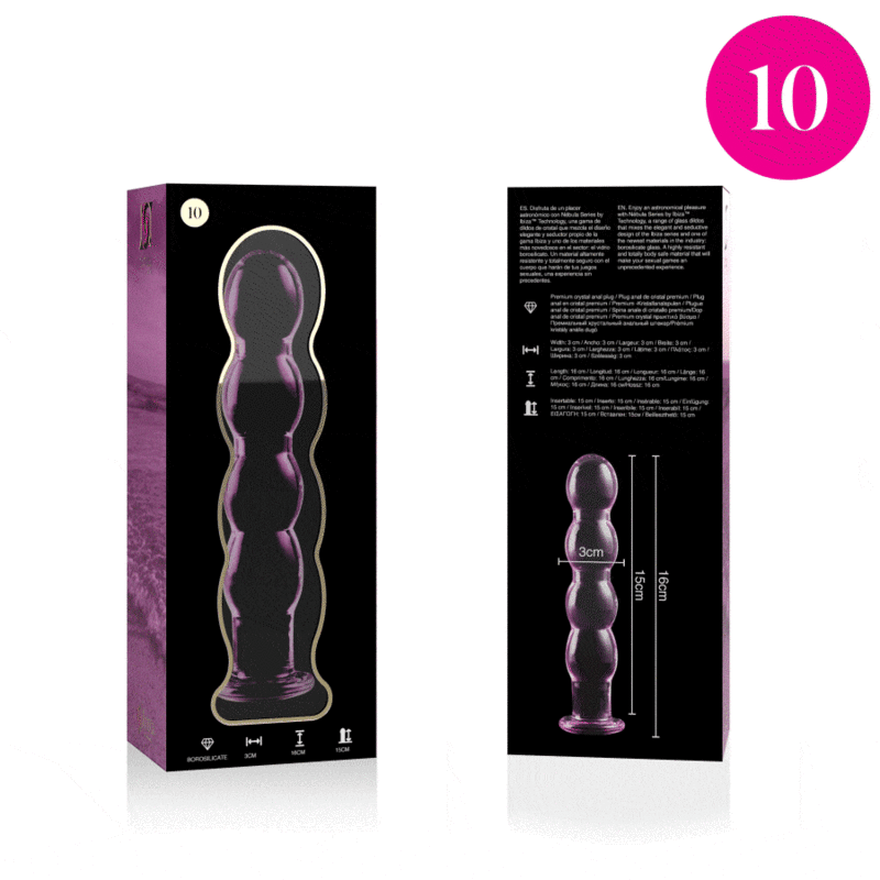 NEBULA SERIES BY IBIZA - MODÈLE 10 GODE EN VERRE BOROSILICATE ROSE 16.5 CM -O- 3.5 CM