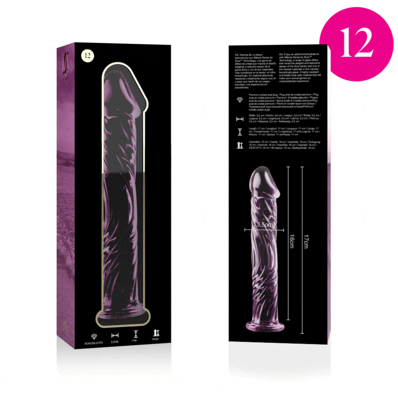 NEBULA SERIES BY IBIZA - MODÈLE 12 GODE EN VERRE BOROSILICATE 17 CM -O- 3.5 CM