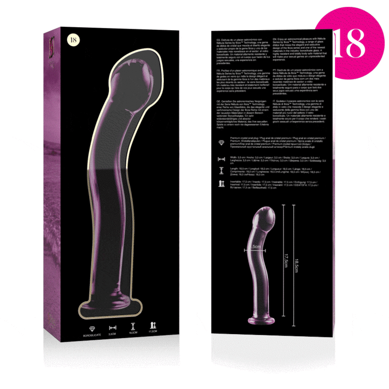 NEBULA SERIES BY IBIZA - MODÈLE 18 GODE EN VERRE BOROSILICATE ROSE 18.5 CM -O- 3.5 CM