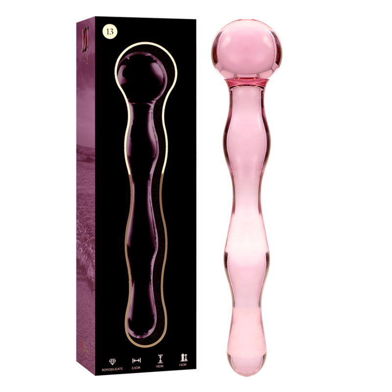 NEBULA SERIES BY IBIZA - MODÈLE 13 GODE EN VERRE BOROSILICATE ROSE 18 CM -O- 3.5 CM