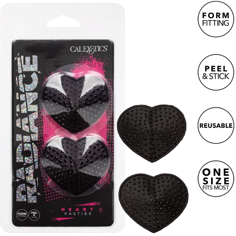 CACHES TÉTONS COEUR NOIR AVEC PERLES