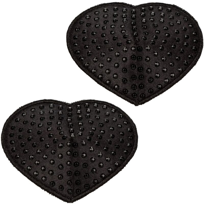 CACHES TÉTONS COEUR NOIR AVEC PERLES