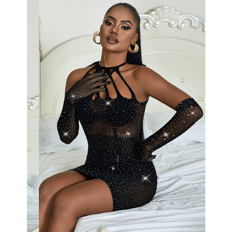 ROBE RÉSILLE AVEC STRASS NOIR