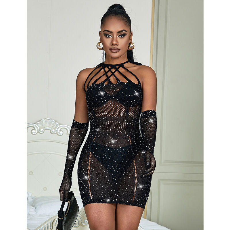ROBE RÉSILLE AVEC STRASS NOIR