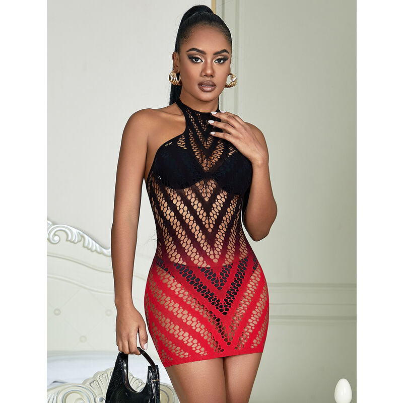 ROBE RÉSILLE ÉLASTIQUE DÉGRADÉ ROUGE ET NOIR