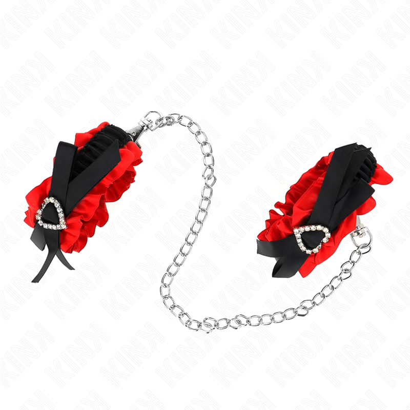 MENOTTES EN DENTELLE DÉTAILS COEUR ROUGE