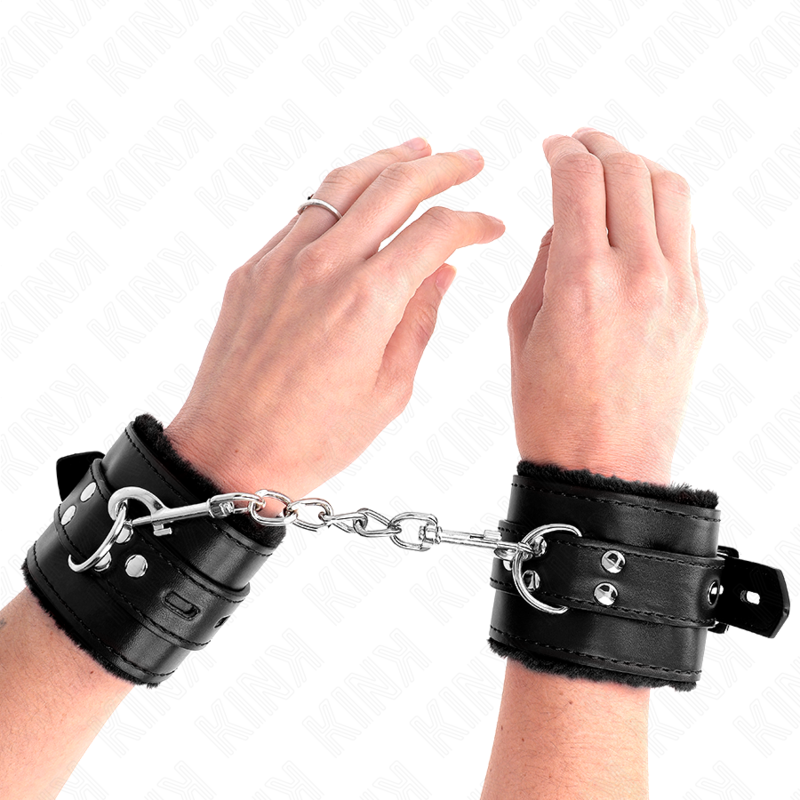 MENOTTES DOUBLÉS DE FOURRURE NOIRE