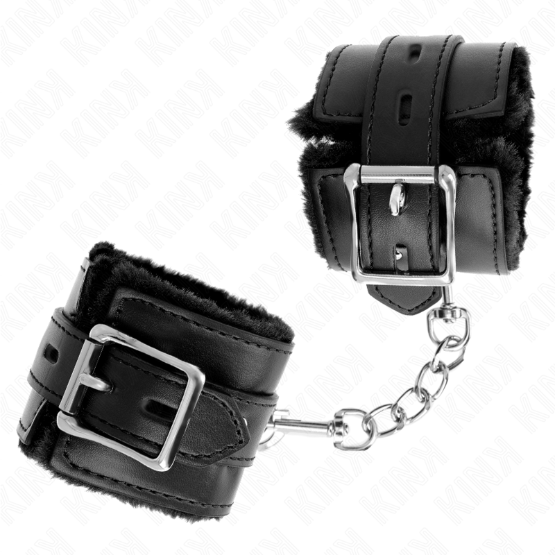 MENOTTES DOUBLÉS DE FOURRURE NOIRE