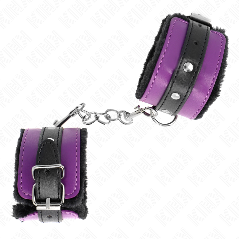MENOTTES DOUBLÉS DE FOURRURE VIOLET ET NOIR