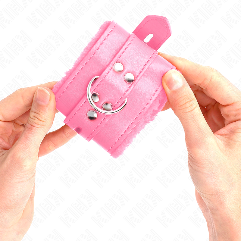 MENOTTES DOUBLÉS DE FOURRURE ROSE