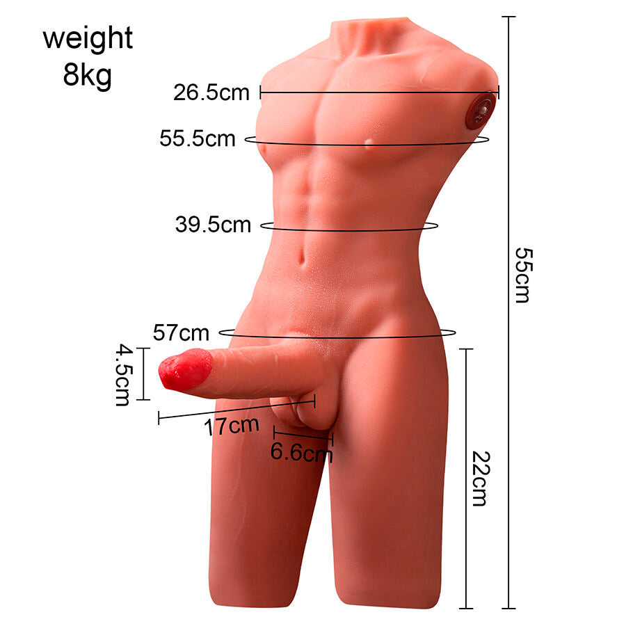XISE - "JASON" DEMI-CORPS TORSE HOMME AVEC POUSSÉES ET VIBRATIONS 55CM
