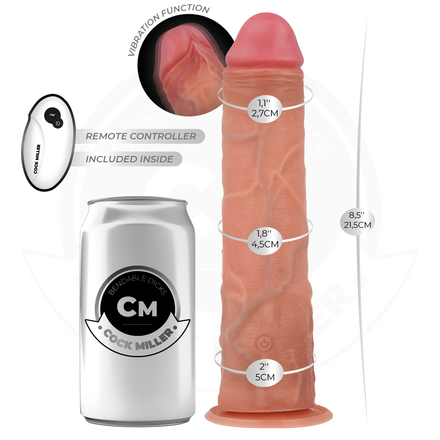 COCK MILLER - GODE RÉALISTE À VENTOUSE ET VIBRATION 21,5 CM