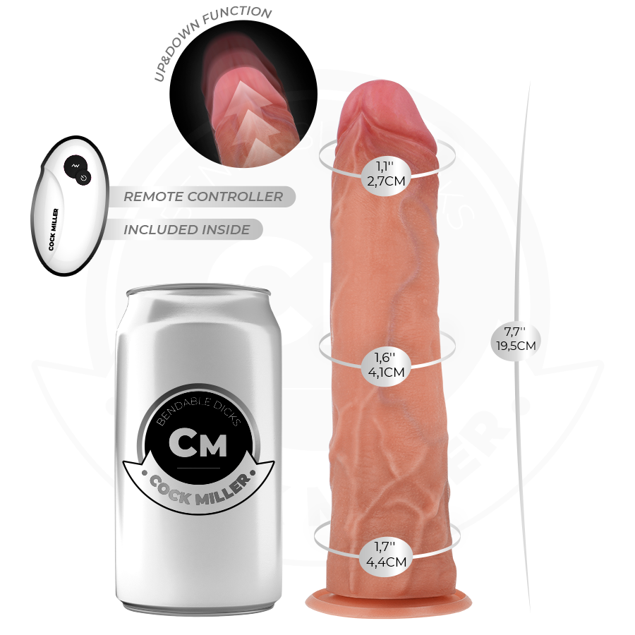 COCK MILLER - GODE HYPER-RÉALISTE À VENTOUSE ET À POUSSÉE 19,5 CM