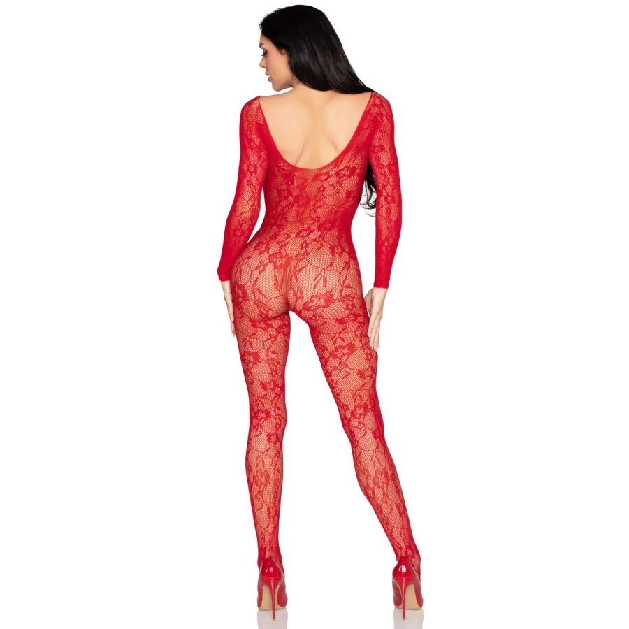 LEG AVENUE - BODYSTOCKING EN DENTELLE ROUGE - TAILLE UNIQUE