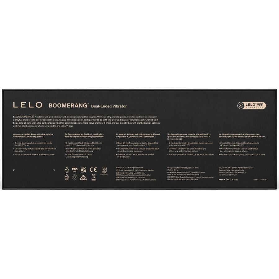 LELO - BOOMERANG VIBRATEUR À DOUBLE EXTRÉMITÉ CORAIL