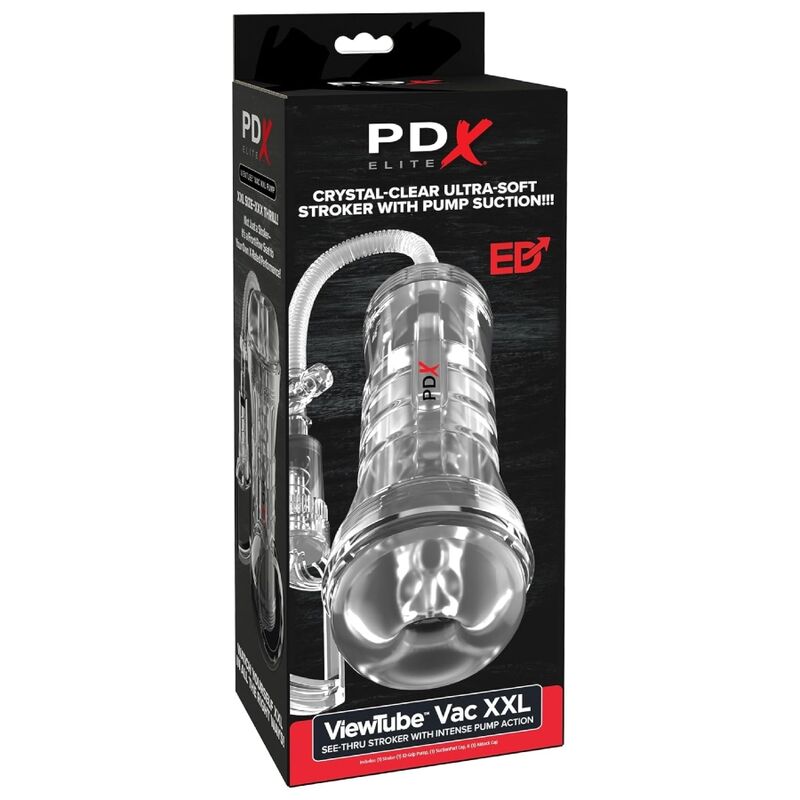 PDX ELITE - MASTURBATEUR TRANSPARENT AVEC POMPE D'ASPIRATION 27,3 CM