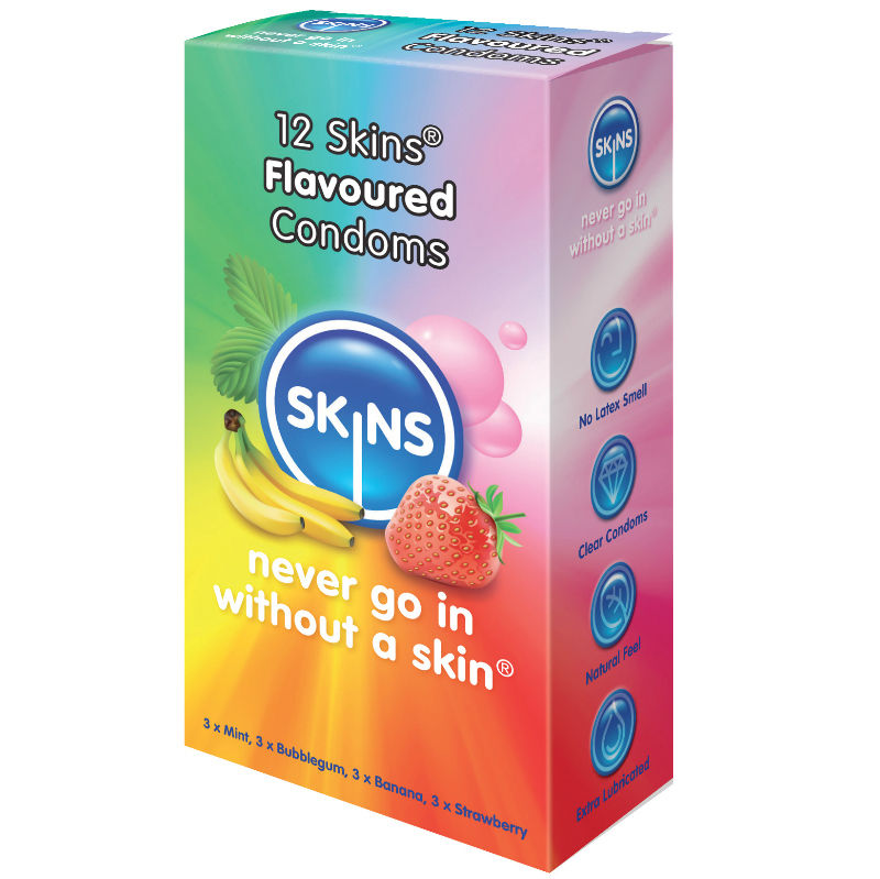 SKINS - PRESERVATIFS SAVEURS PAQUET DE 12