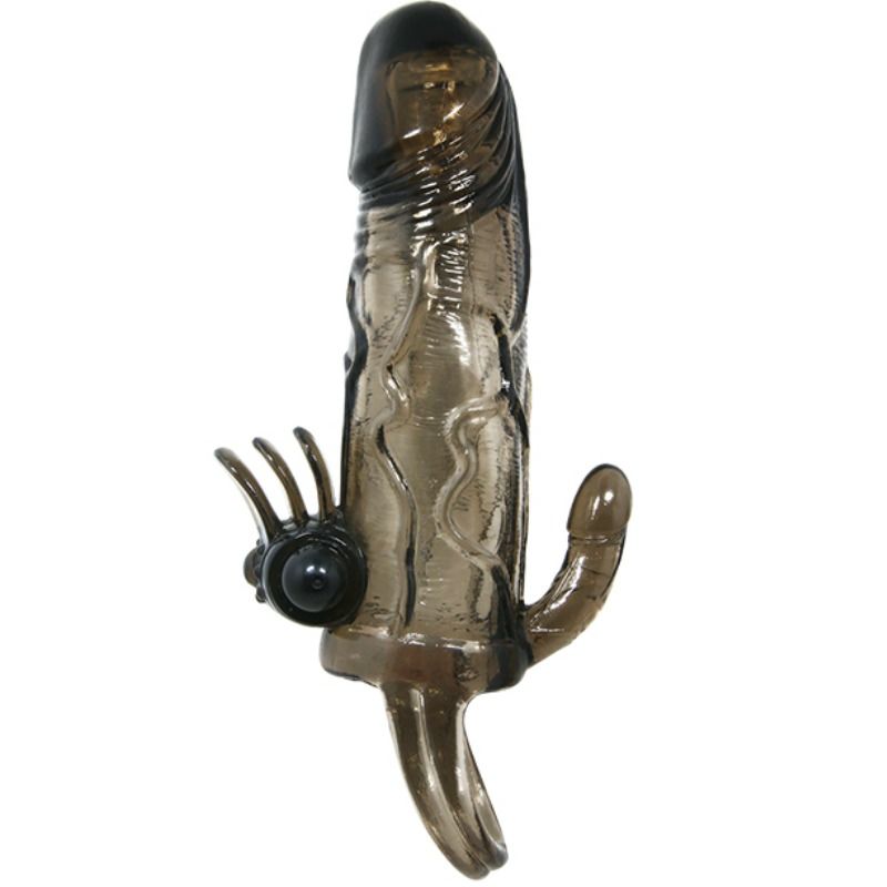 MANCHON D'EXTENSION DE PÉNIS AVEC STIMULATION CLITO ET ANAL 16.5 CM