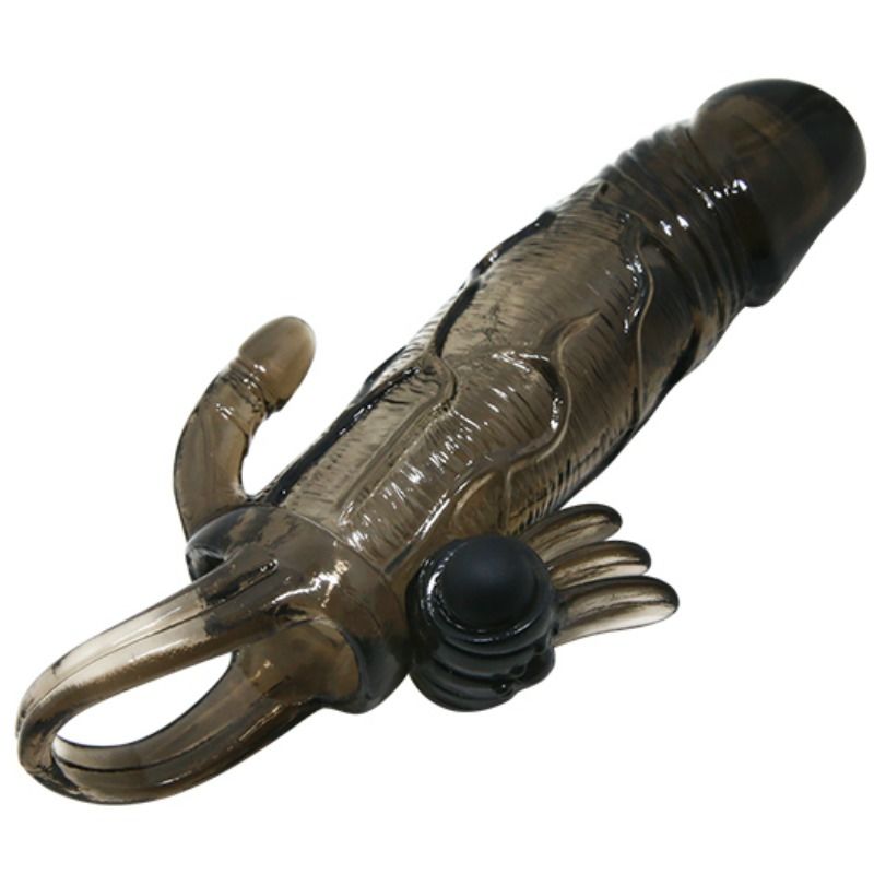 MANCHON D'EXTENSION DE PÉNIS AVEC STIMULATION CLITO ET ANAL 16.5 CM