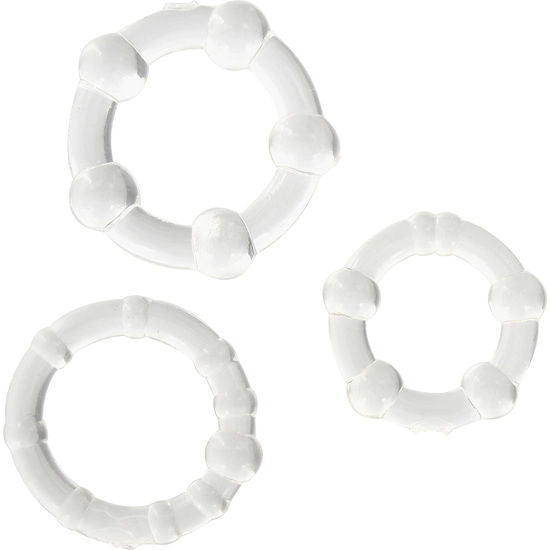 ENSEMBLE DE 3 ANNEAUX PÉNIS TRANSPARENTS