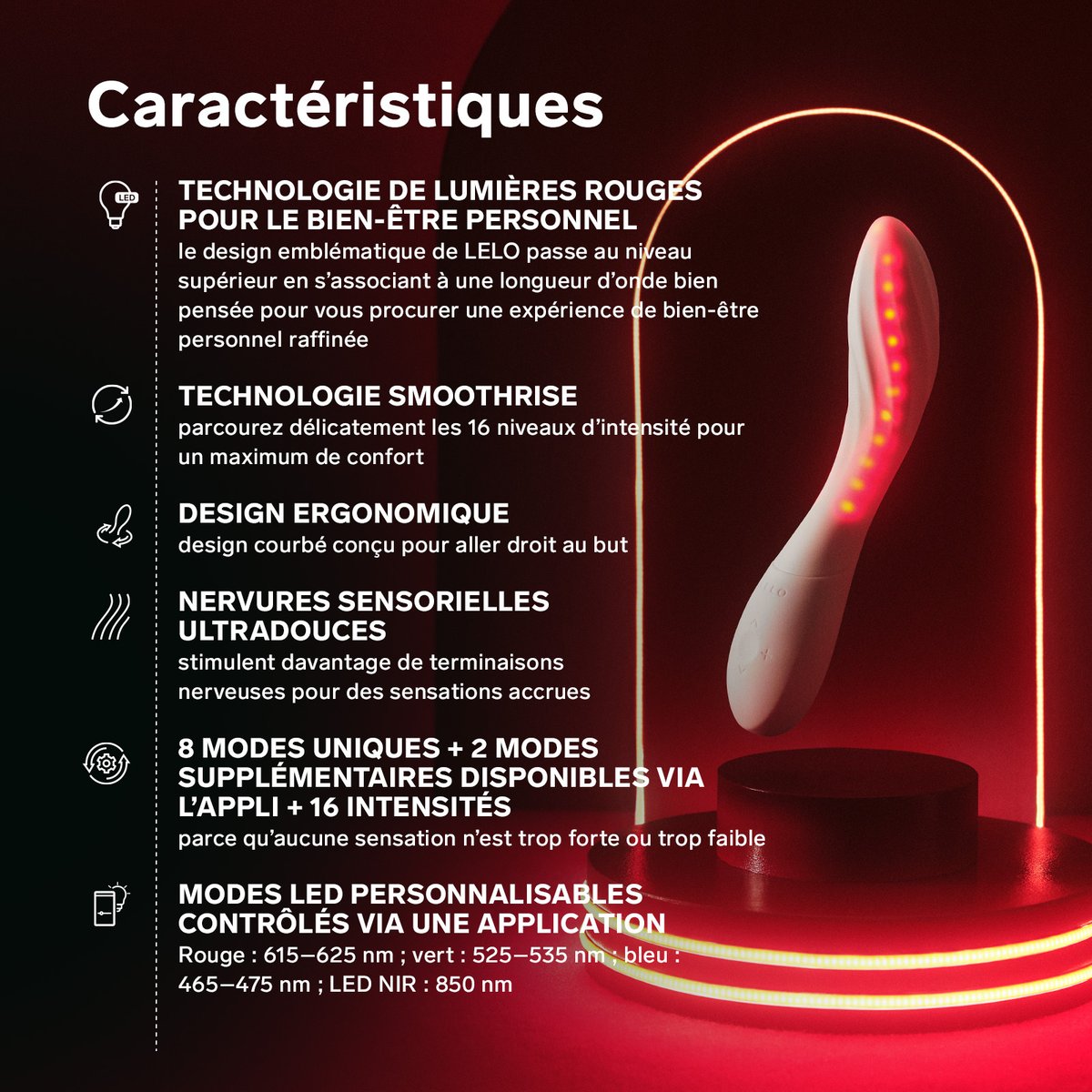 LELO - MONA SPECTRA Vibromasseur à lumière rouge
