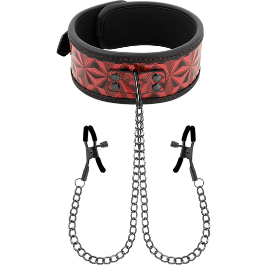 COLLIER ÉDITION ROUGE AVEC PINCES TÉTONS